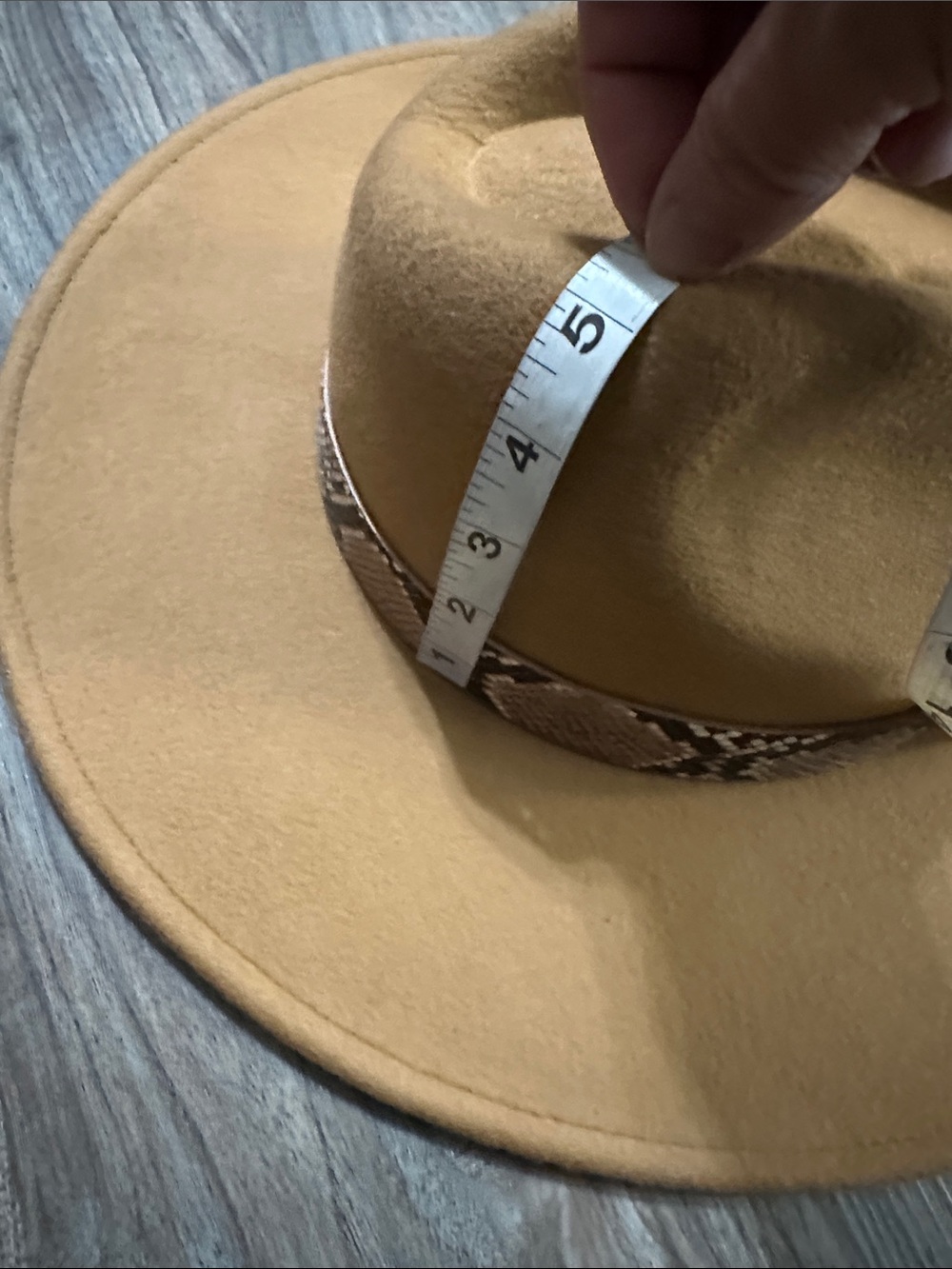 Vici Camel Wide-Brim Felt Fedora with Snake-Print Band - Picture 10 of 15